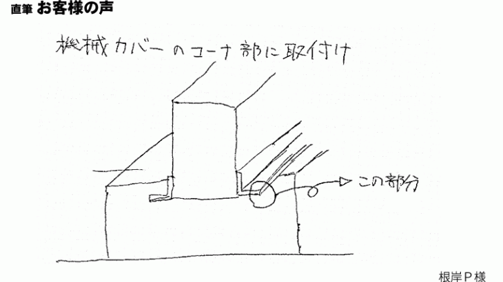 機械カバーのコーナーに