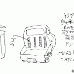 トラックが止まるたび、荷台をすべってオケがドンと当たっていました