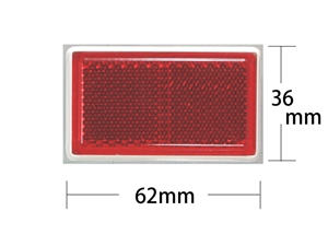 WAKI　反射リフレクター　62×36mm角 〈レッド〉