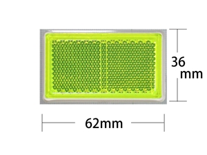 WAKI　反射リフレクター　62×36mm角 〈ライム〉