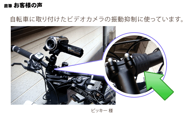 自転車に取り付けたビデオカメラの振動抑制に